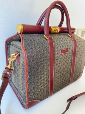 Hartmann Tweed Leather Satchel Doctor Bag Structured Brown Travel Bag